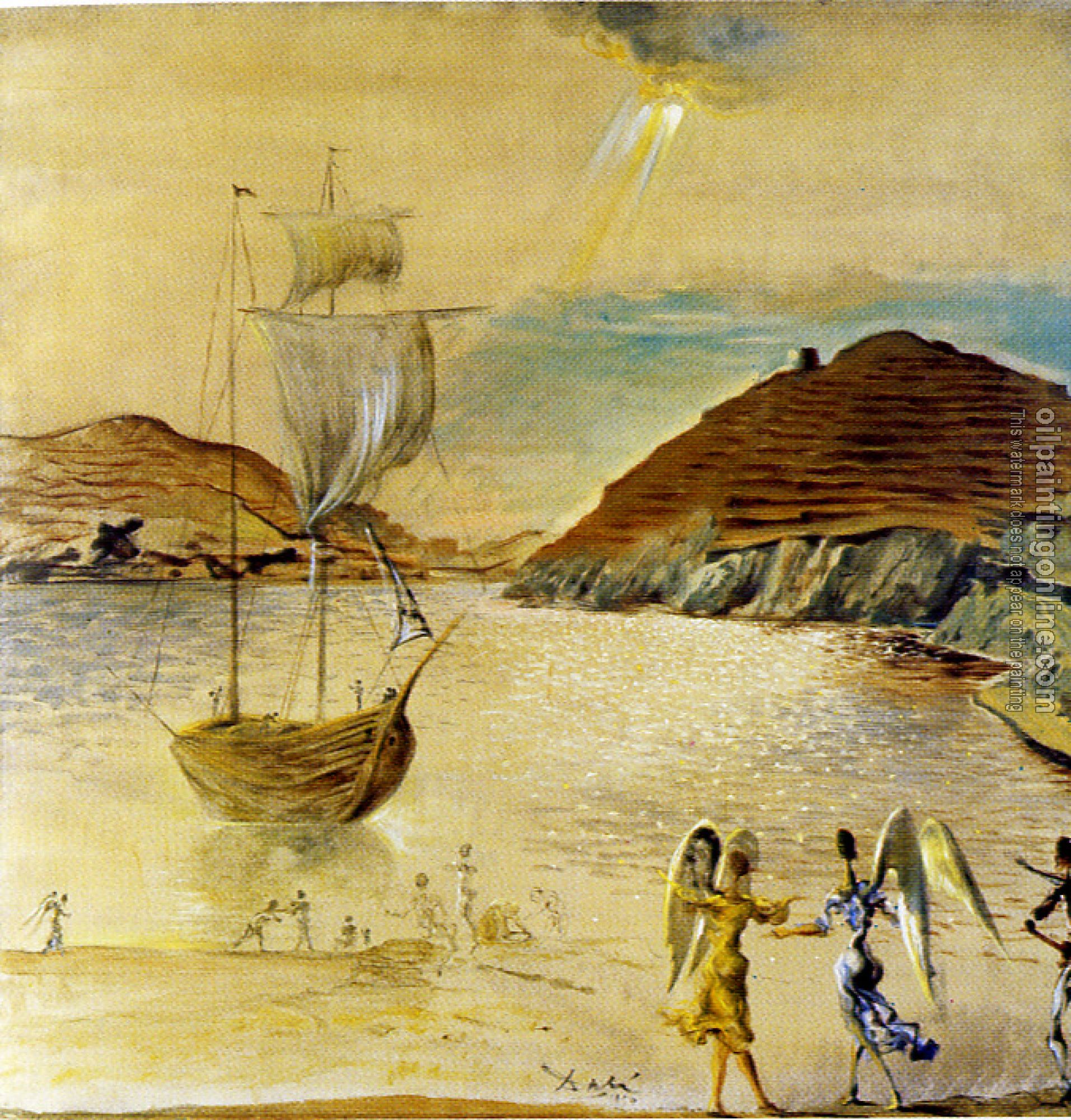 Dali, Salvador - Landscape of Port Lligat with Homely Angels and Fishermen